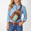 ADBG1151 American Darling Tooled Leather Sling Bag -Crocodile Embossed Crossbody
