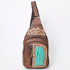 ADBG1151 American Darling Tooled Leather Sling Bag -Crocodile Embossed Crossbody