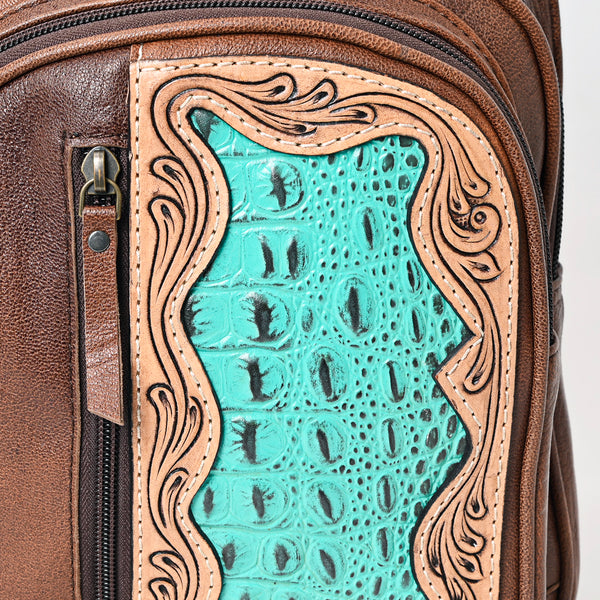 ADBG1151 American Darling Tooled Leather Sling Bag -Crocodile Embossed Crossbody
