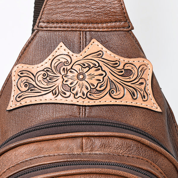 ADBG1151 American Darling Tooled Leather Sling Bag -Crocodile Embossed Crossbody