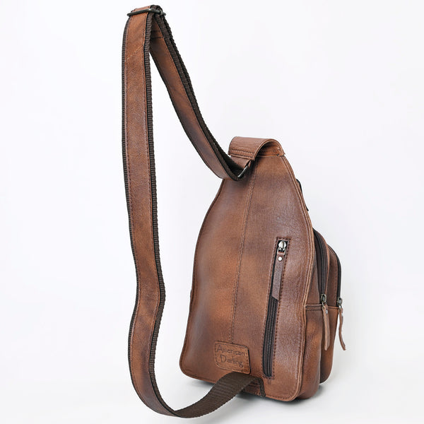 ADBG1151 American Darling Tooled Leather Sling Bag -Crocodile Embossed Crossbody