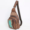 ADBG1151 American Darling Tooled Leather Sling Bag -Crocodile Embossed Crossbody
