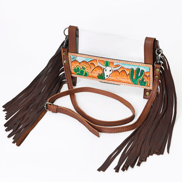 ADBG1152 American Darling Hand Painted Clear Bag -Western Fringe Crossbody