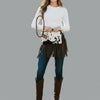 ADBG1155 American Darling Cowhide Fringe Wristlet Bag -Western Leather Clutch
