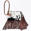 ADBG1155 American Darling Cowhide Fringe Wristlet Bag -Western Leather Clutch