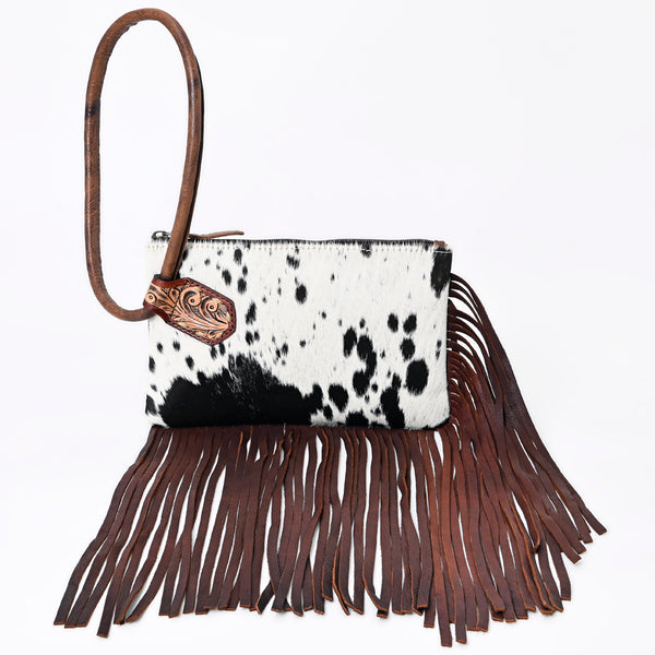 ADBG1155 American Darling Cowhide Fringe Wristlet Bag -Western Leather Clutch