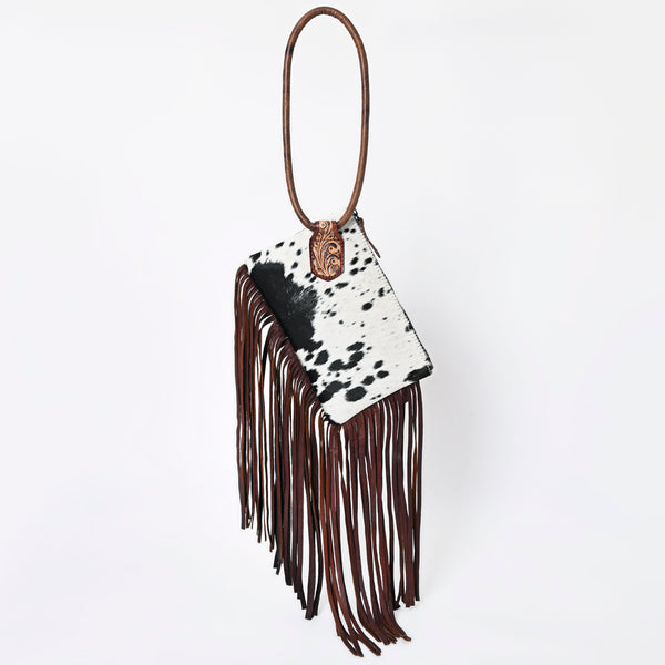 ADBG1155 American Darling Cowhide Fringe Wristlet Bag -Western Leather Clutch