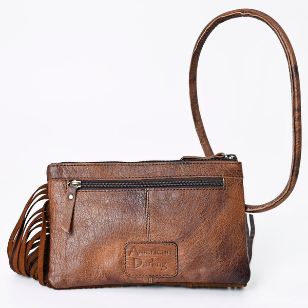 ADBG1155 American Darling Cowhide Fringe Wristlet Bag -Western Leather Clutch