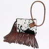 ADBG1155 American Darling Cowhide Fringe Wristlet Bag -Western Leather Clutch