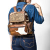 ADBG1157 American Darling Cowhide & Tooled Leather Backpack -Western Travel Bag