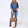 ADBG1158 American Darling Floral Tooled Leather Tote -Western Crossbody Bag