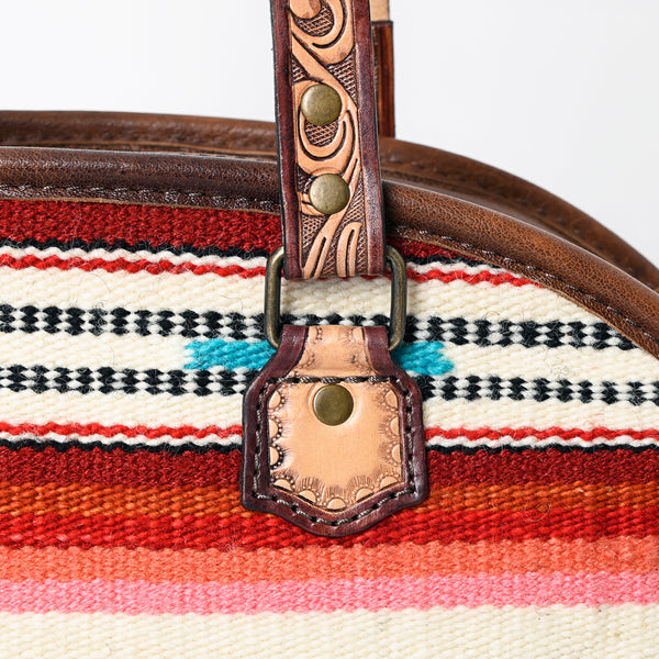 ADBG1162 American Darling Saddle Blanket Tote -Tooled Leather Western Handbag