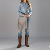 ADBG1168 American Darling Crocodile Embossed Fringe Crossbody -Western Beaded Strap Bag