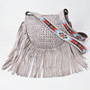 ADBG1168 American Darling Crocodile Embossed Fringe Crossbody -Western Beaded Strap Bag