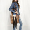 ADBG1171 American Darling Cowhide Tote Bag -Tooled Leather Fringe Handbag