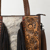 ADBG1171 American Darling Cowhide Tote Bag -Tooled Leather Fringe Handbag