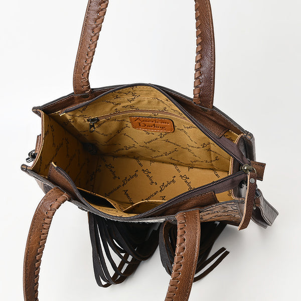ADBG1171 American Darling Cowhide Tote Bag -Tooled Leather Fringe Handbag