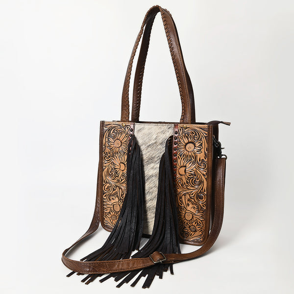 ADBG1171 American Darling Cowhide Tote Bag -Tooled Leather Fringe Handbag
