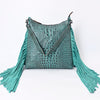 ADBG1175 American Darling Crocodile Embossed Hobo Bag -Western Fringe Purse