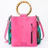 ADBG1178 American Darling Cowhide Crossbody -Bamboo Handle Fringe Handbag