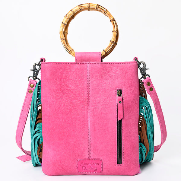ADBG1178 American Darling Cowhide Crossbody -Bamboo Handle Fringe Handbag