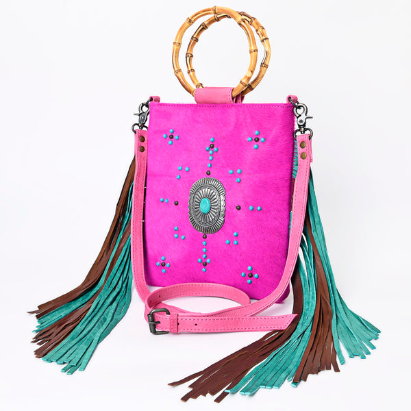ADBG1178 American Darling Cowhide Crossbody -Bamboo Handle Fringe Handbag