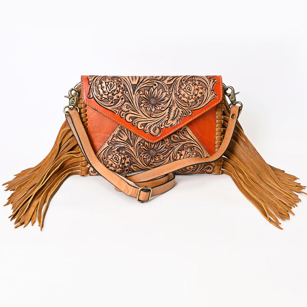 ADBGA341 American Darling Hand Tooled Leather Envelope Bag with Western Fringe