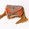 ADBGA341 American Darling Hand Tooled Leather Envelope Bag with Western Fringe