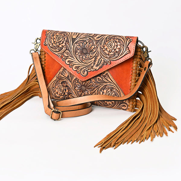 ADBGA341 American Darling Hand Tooled Leather Envelope Bag with Western Fringe