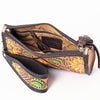 ADBGA342 American Darling Hand Tooled Leather Floral Carved Wristlet Bag