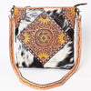 ADBGA343 American Darling Buck Stitched Hair-On Cowhide Hand Tooled Leather Large Cross body Bag