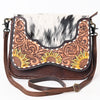 ADBGA346 American Darling Buck Stitched Hair-On Cowhide Hand Tooled Leather Small Cross body Bag