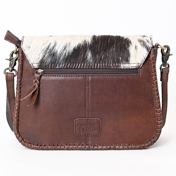 ADBGA346 American Darling Buck Stitched Hair-On Cowhide Hand Tooled Leather Small Cross body Bag
