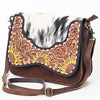ADBGA346 American Darling Buck Stitched Hair-On Cowhide Hand Tooled Leather Small Cross body Bag