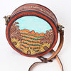 ADBGA348 American Darling Hand Tooled Genuine Leather Round Canteen Bag