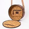 ADBGA348 American Darling Hand Tooled Genuine Leather Round Canteen Bag