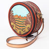 ADBGA348 American Darling Hand Tooled Genuine Leather Round Canteen Bag