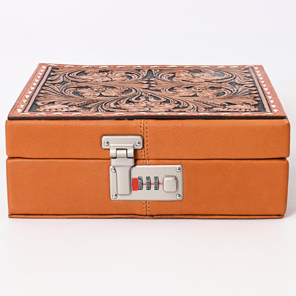 ADBGA350 American Darling Hand Tooled Leather Floral Carved Jewelry Case