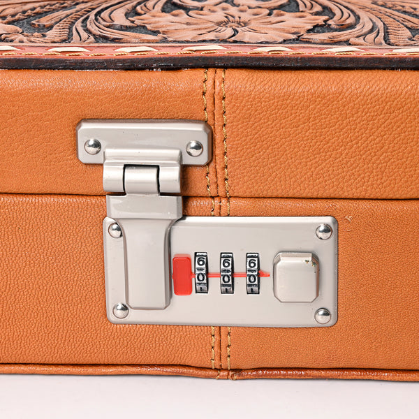 ADBGA350 American Darling Hand Tooled Leather Floral Carved Jewelry Case