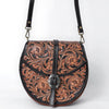 ADBGA352 American Darling Hand Tooled Leather Floral Carved Cross body Bag