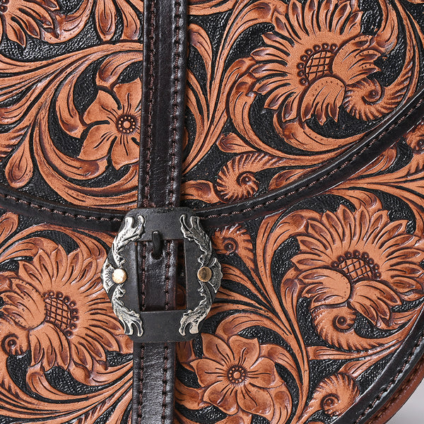 ADBGA352 American Darling Hand Tooled Leather Floral Carved Cross body Bag