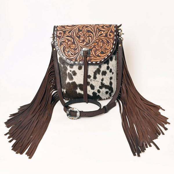ADBGA353 American Darling Buck Stitched Hair-On Cowhide Hand Tooled Leather Cross body Bag