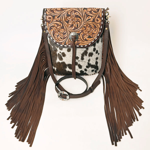 ADBGA353 American Darling Buck Stitched Hair-On Cowhide Hand Tooled Leather Cross body Bag