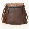 ADBGA353 American Darling Buck Stitched Hair-On Cowhide Hand Tooled Leather Cross body Bag