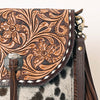 ADBGA353 American Darling Buck Stitched Hair-On Cowhide Hand Tooled Leather Cross body Bag
