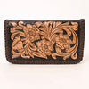ADBGA354 American Darling Handcrafted Floral Tooled Leather Whipstitched Clutch