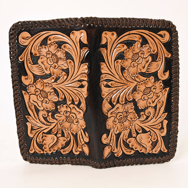 ADBGA354 American Darling Handcrafted Floral Tooled Leather Whipstitched Clutch