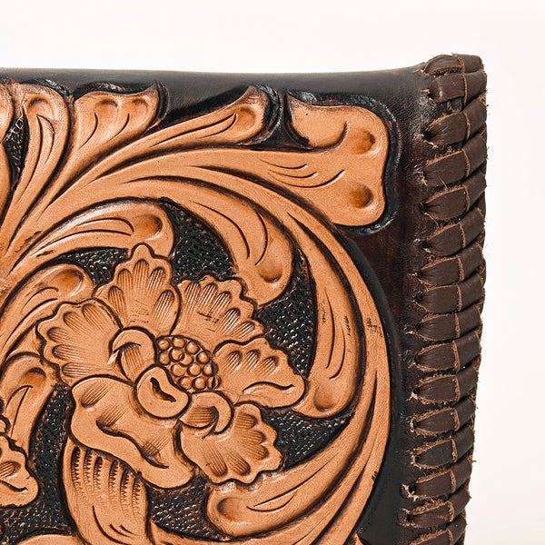 ADBGA354 American Darling Handcrafted Floral Tooled Leather Whipstitched Clutch