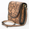 ADBGA356 American Darling Hand-Tooled Leather Western Crossbody Bag Floral Pattern & Buckle Strap