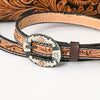 ADBGA356 American Darling Hand-Tooled Leather Western Crossbody Bag Floral Pattern & Buckle Strap